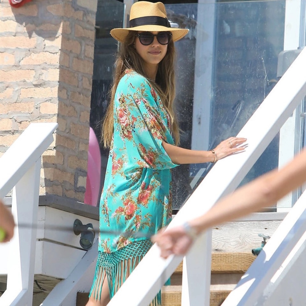 Floral Fringe Kimono